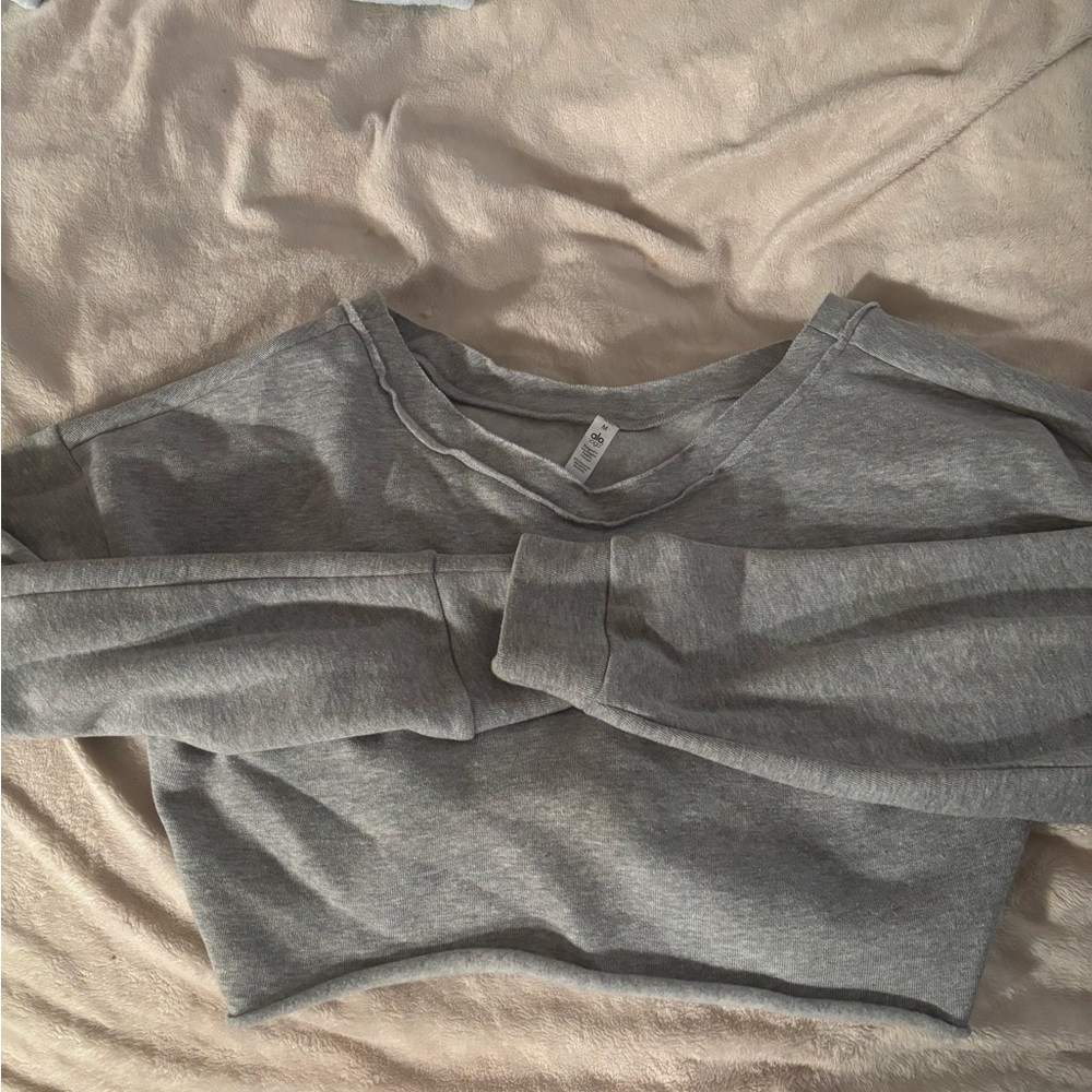 Gray Long Sleeve Crop Top